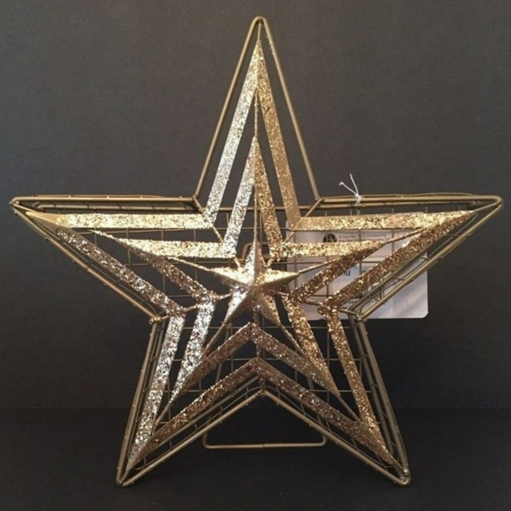 Wine Cork Holder Gold Sparkle Star Shaped Table Top or Wall Decor Holiday Decor